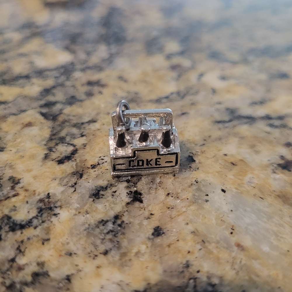 Vintage Wells enamel six pack of Coke Coca Cola bottles soda sterling charm